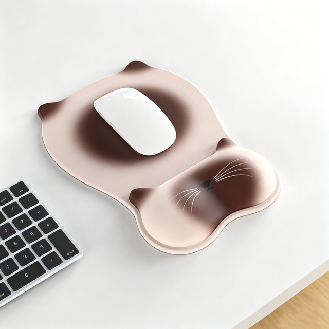 Customizable 3D Non-Slip Memory Foam Anime Cute Wrist Support Mousepad Ergonomic Cat with Wrist Rest for Mouse