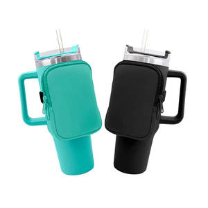 Porte-gobelet de 40oz en néoprène isolé pour bouteille d'eau Sac pour bouteille d'eau de gymnastique avec fermeture éclair Caractéristique recyclable - Product Image 1