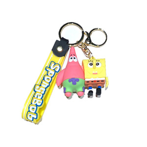 Nuovo Design Portachiavi 3D con Due <span class=keywords><strong>Personaggi</strong></span> dei Cartoni Animati Americani, <span class=keywords><strong>SpongeBob</strong></span> e Patrick Star in PVC e Silicone per Auto e Borse - Product Image 5