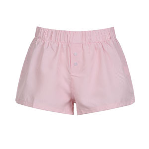 Hot Selling Wholesale Comfy Relaxed Fit Breathable Washed Women's Sleepwear Lounge <b>Shorts</b> Striped Drawstring Elastic <b>Waist</b> - Product Image 6