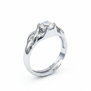 Twisted Shank Lab Grown Diamond Engagement <b>Ring</b> 925 <b>Silver</b> / 10KT 14KT 18KT White Gold <b>Solitaire</b> <b>Ring</b> For Sale - Product Image 1