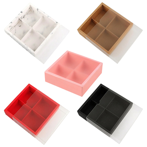 Boîte à pâtisserie en papier à 4 compartiments avec couvercles, boîtes à biscuits rectangulaires, emballage pour desserts, pour mariage, fête d'anniversaire, friandises - Product Image 1