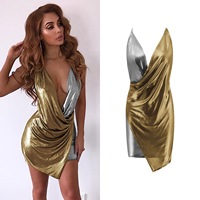 Novo Bodycon Vestido Bandagem Mulheres Ouro Imprimir V Profundo Sem Encosto Pescoço Verão Sexy Night Club Vestidos Com Caixilhos Vestidos
