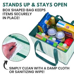 3Pk <b>Reusable</b> Grocery <b>Bags</b> Foldable Shopping <b>Bags</b> for Groceries with Reinforced Bottom & Handle - Product Image 5