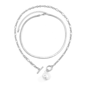 Collier double couche en or avec pendentif perle baroque pour femme, bijoux de fête - Product Image 5