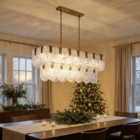 Lustre rectangulaire élégant en laiton et cristal, design moderne, en verre et cristal linéaire, pour îlots de cuisine et tables à manger