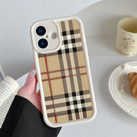 Coque de téléphone portable antichoc en TPU avec motif à carreaux marron et protection d'objectif en forme d'échelle pour iPhone 12 13 14 15 16 17 18 Pro Max