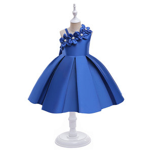 เดรสผ้าซาตินจับจีบสำหรับเด็กผู้หญิง1-12ปี, เดรสปาร์ตี้ผ้าซาตินจับจีบหรูหราพร้อม3D ลายดอกไม้ - Product Image 3