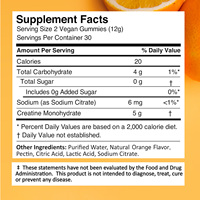 Gummies de créatine à marque privée saveur orange 5g pour l'entraînement en salle, la croissance musculaire, la force, l'endurance, végétaliennes, sans OGM, sans sucre, OEM