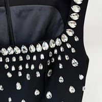 Robe de Soirée Longue Noire de Haute Qualité pour Femme, Luxueuse et Ornée de Diamants
