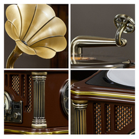 Tourne-disque de bureau rétro avec lecteur CD, USB, Bluetooth, radio FM, sortie casque et télécommande, gramophone vintage pour la maison et la chambre