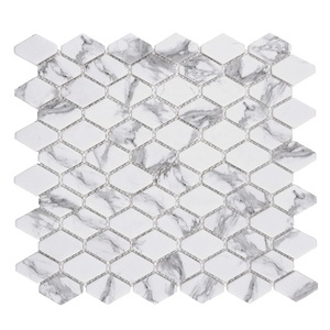 Mosaïque murale décorative en verre recyclé en forme de losange, impression jet d'encre mate, pour crédence de cuisine - Product Image 3