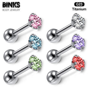 Clous d'oreille en alliage de titane F136 avec zircon, quatre griffes, filetés, clous d'oreille en os, bijoux de piercing corporel à la mode européenne et américaine - Product Image 6