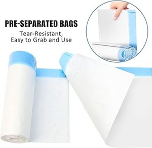 Huamaohengchun8 Gallon Trash Bags Drawstring,63 Count White Trash Bags Unscented for Bathroom Bedroom Office <b>Kitchen</b> - Product Image 2
