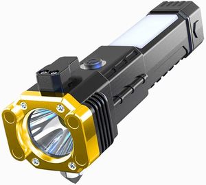 ไฟฉาย LED มัลติฟังก์ชั่น ค้อนทุบกระจกรถยนต์ ไฟฉายชาร์จ USB ไฟฉายค้นหาสำหรับใช้ในบ้านและนอกบ้าน - Product Image 1