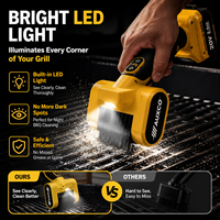 Brosse à gril LED pour barbecue extérieur, résistante au feu, brosse de nettoyage pour barbecue, batterie 2000 mAh, brosse à gril électrique