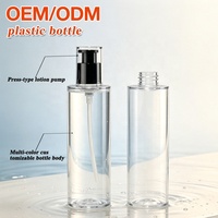 Botella de PET Transparente Minimalista para Rellenar Lociones, con Bomba Negra, a Prueba de Fugas, Envase para Body Mist, Cosméticos OEM