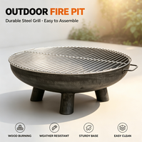 Brasero rond en métal avec couvercle, couvercle multifonctionnel pouvant servir de table basse d'extérieur, foyer pour jardin, patio ou cour arrière