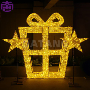Boîte cadeau 3D avec lumières décoratives pour les centres de villégiature de luxe, les fêtes de Noël et les célébrations de vacances en plein air, pour une présentation nocturne. - Product Image 3