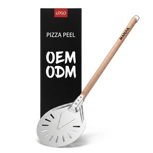 <span class=keywords><strong>Pala</strong></span> <span class=keywords><strong>para</strong></span> <span class=keywords><strong>Pizza</strong></span> Redonda de Aluminio Perforado OEM ODM, Desmontable, Desechable, con Mango de Madera, 7, 8, 9, 10 Pulgadas - Product Image 1