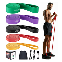 Venta al por mayor de alta calidad colorido Pilates Yoga fuerza entrenamiento resistencia bandas entrenamiento gimnasio equipo Fitness ejercicio bandas