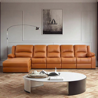 Ensemble canapé convertible électrique en cuir moderne et minimaliste en forme de L pour le salon ou l'hôtel.