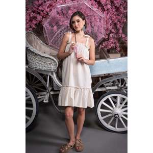 Women's <b>Linen</b> Strapless Lace-Up Ruffled <b>Tunic</b> Knit <b>Tops</b> - Product Image 6
