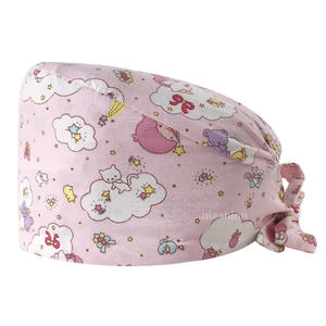 Chapeau d'infirmière en tissu Dobby <span class=keywords><strong>de</strong></span> coton imprimé motif floral <span class=keywords><strong>de</strong></span> dessin animé, tendance et mignon, pour le service d'anesthésie, la salle d'opération, bonnet chirurgical - Product Image 1