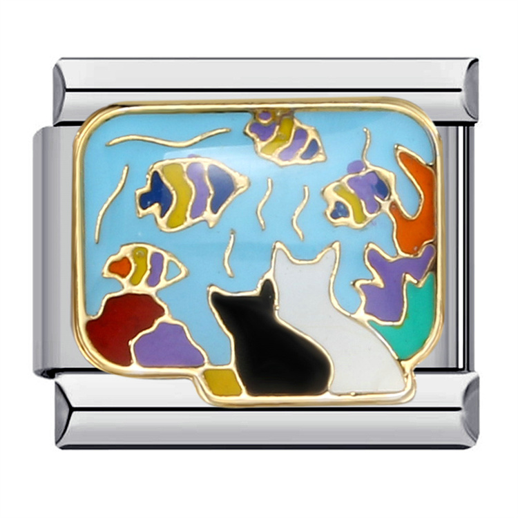 I Heart Cats Italian Charm Key Ring 6 Links