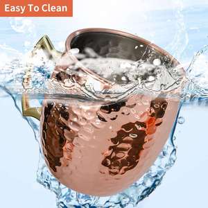 16 oz 500 ml Moscow Mule <b>Mugs</b> Hammered Copper Stainless Steel Wine Cups with <b>Gold</b> Handles for Cold Drinks Parties Gifts Sets - Product Image 5