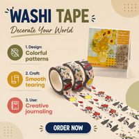 Ruban washi indien esthétique imprimé sur mesure imprimé de beaux livrets de mode biodégradables décorés de ruban washi indien