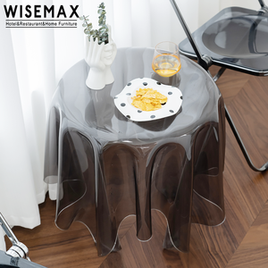 WISEMAX FURNITURE Modern Hotel Restaurant Decor Side End <strong>Table</strong> Transparent <strong>Grey</strong> Round Acrylic <strong>Coffee</strong> <strong>Table</strong> for Living Room - Product Image 2