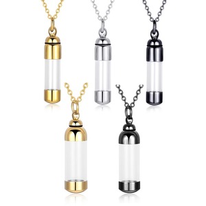 Liontin Guci Kremasi Akrilik Baja Tahan Karat, Tempat Abu, Kalung Kenangan dengan Rantai, Perhiasan Kenang-kenangan - Product Image 1