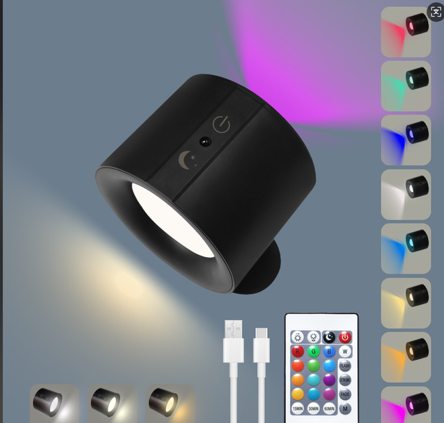 Gaming Ambient Light Room Ambient Light Rechargeable Adjustable Color 360°Rotation Round Magnetic Easy Installation Wall Lamp