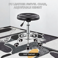 Tabouret rond pivotant à levage rotatif en gros, noir, en PU, chaise pivotante mobile, tabouret de médecin mobile