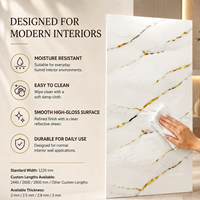 Panneau mural en PVC MORLENX en marbre blanc veiné fin UV pour projets d'aménagement intérieur haut de gamme
