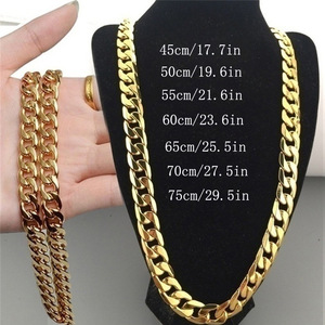 Woying <strong>Gold</strong> Plated 6mm Side <strong>Chain</strong> Necklace For Men Adjustable Length Hip Hop Jewelry Gift - Product Image 1