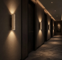 Applique murale en travertin naturel, éclairage bidirectionnel haut/bas, finition bronze foncé, 110-240V, luminaire mural moderne en pierre pour villa et hôtel
