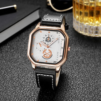 Nouvelle montre pour homme créative et tendance avec bracelet en cuir carré, cadran minimaliste, mouvement à quartz