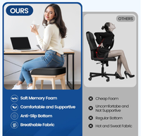 Coussin de siège ergonomique en mousse à mémoire de forme avec housse respirante et base antidérapante pour chaises de bureau et assise confortable à domicile