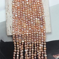 Chaîne de perles baroques d'eau douce rose 5-6 mm, lustre double face, perles colorées douces pour la fabrication de bijoux DIY, vente en gros