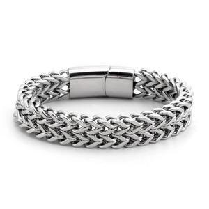 High Quality 316L Stainless Steel Link Chain <b>Bracelet</b> Double Layered Steel <b>Magnetic</b> Clasp <b>Bracelets</b> Men Jewelry - Product Image 3
