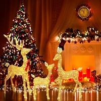 Vente en gros 3 pièces décoration de Noël éclairée cerf intérieur extérieur décoration de Noël LED renne famille ensemble de lumières