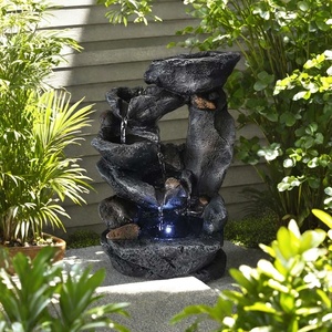 Fontanella d'acqua a LED <span class=keywords><strong>da</strong></span> esterno con decorazioni eleganti <span class=keywords><strong>da</strong></span> <span class=keywords><strong>giardino</strong></span> con pietre impilate <span class=keywords><strong>in</strong></span> resina poliresina fontanella - Product Image 4