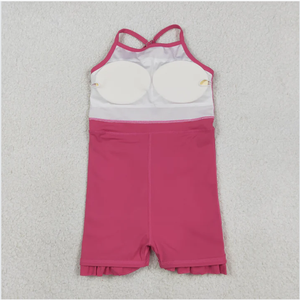 Vestido de yoga rosa intenso para niñas, modelo S0727, color rosa sólido. - Product Image 3