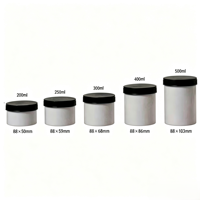Pot cylindrique blanc à large ouverture avec couvercle, en plastique, vide, pour cosmétiques, 200 ml, 250 ml, 300 ml, 400 ml, 500 ml