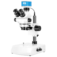 Microscope stéréoscopique industriel, trinoculaire, source de lumière supérieure et inférieure, grossissement 7-50X pour l'identification de montres