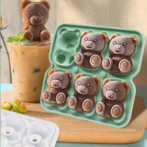 Thiết Kế Mới Gấu Silicone Ice Cube Khuôn 2 + 4 + 6 Cup Bóng Hình Ice Cream Puck Bền Vững Đông Lạnh Nhựa Ice Box Cho Thực Phẩm Sử Dụng - Product Image 1