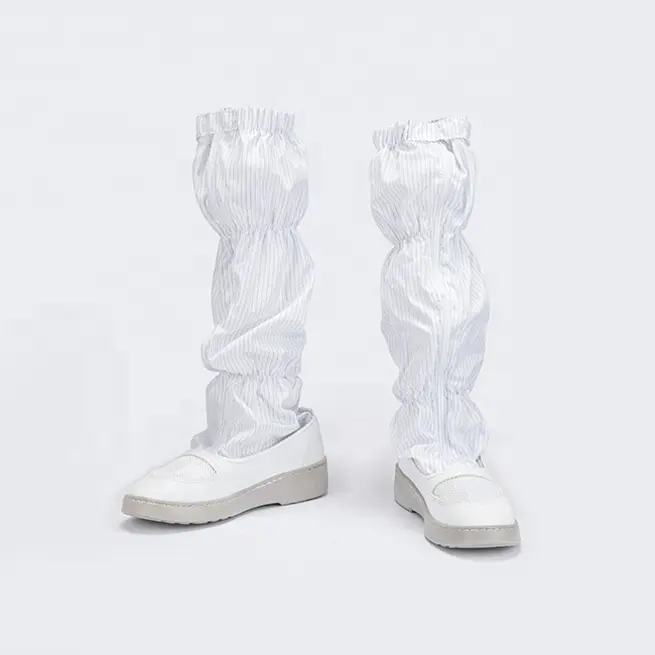 남녀 공통 청정실 정전기 방지 신발 안전 긴 부츠 단독 ESD 개척자 직물 베트남에서 만든 저렴한 내구성 PVC 흰색 신발