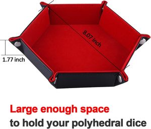 Estuche para dados hexagonal de doble capa de cuero PU duradero al por mayor, bandeja plegable para juegos de mesa D&D - Product Image 2